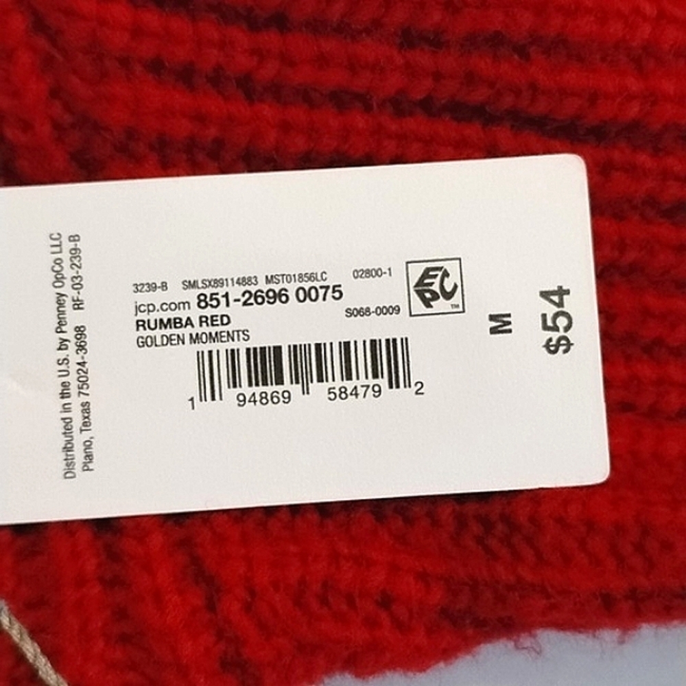 Liz Claiborne Woman's Rumba Red Golden Moments Turtle Neck Sweater, Size: M, NWT - Picture 7 of 8